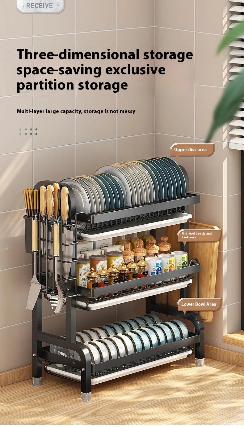 Kitchen storage rack, bowl and dish storage rack, drain rack, household multifunctional bowl and chopstick rack storage box