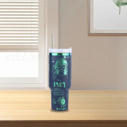 ThermoRide 40oz Stainless Steel Car Mug Vacuum Insulated Travel Tumbler with Straw