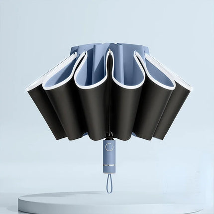 Windproof Reverse Folding Umbrella with UV Protection & Reflective Stripe