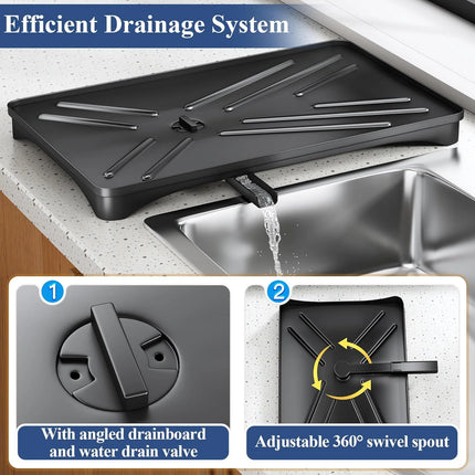 AquaDry Dish Rack Rustproof Drainboard Kitchen Counter Utensil Holder Organizer