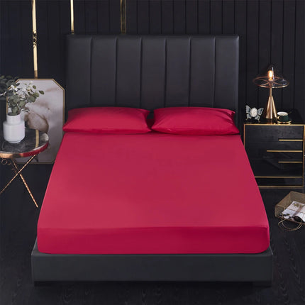 Waterproof fitted bed sheet by OKEYWOW with elastic edges and anti-slip design on a mattress in single, double, queen, or king size.