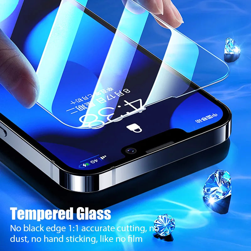 4Pcs Tempered Glass Screen Protector Set for iPhone 14, 13, 12, 11 Pro Max, 13 Mini, 7, 8, 14 Plus, SE, X, XS, XR, 14 Pro: Comprehensive Protection for Your iPhone Screen