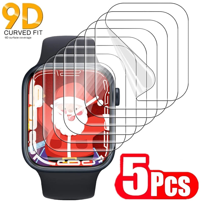 Apple Watch Hydrogel Screen Protector 5-pack by OKEYWOW for 38mm to 49mm Series 10-5 SE Ultra, HD film for screen protection.