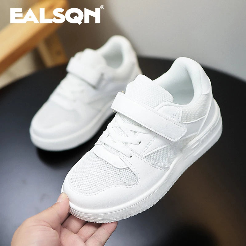 White Kids' Fashion Sneakers: Non-Slip Casual Shoes for Boys and Girls