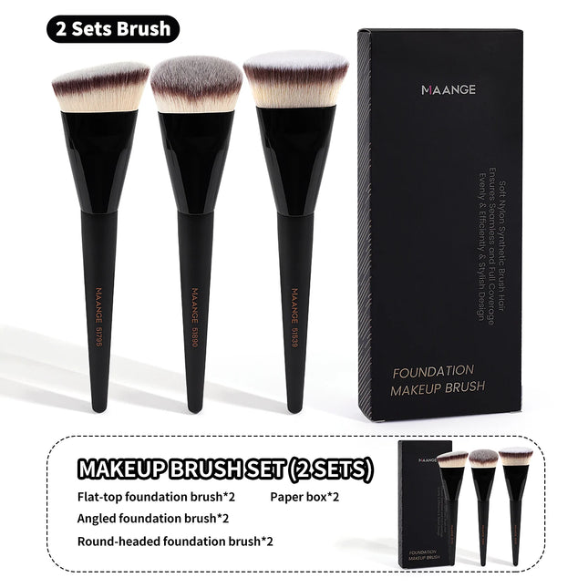 Velora Beauty 3pcs Makeup Brush Set Angled Flat Head Foundation Brush Soft Bristles with Box