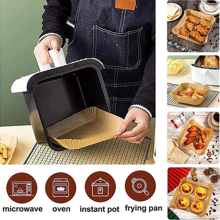 AirBake Square Air Fryer Liners 23cm Non Stick Disposable Parchment Cooking Paper