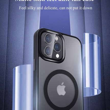 OKEYWOW MagSafe magnetic matte iPhone case with shockproof design for wireless charging, compatible with iPhone 11 to 15 Pro Max.