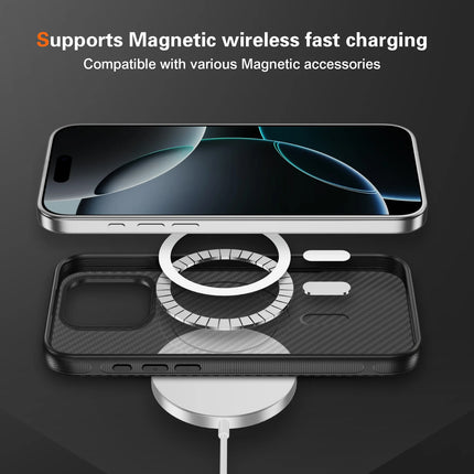 Carbon Fiber Frosted MagSafe Case for iPhone 17/16/15/14/13/12 Pro Max Clear Shockproof Cover
