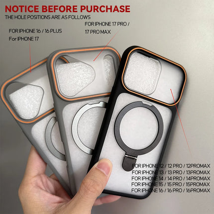Matte Translucent MagSafe Case for iPhone 17/16/15/14/13/12 Pro Max Ring Stand Shockproof Cover