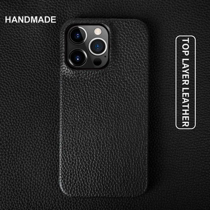 OkeyWOW genuine leather business case for iPhone 15/14/13/12/11 Pro Max, featuring a sleek, luxurious design and precise cutouts.