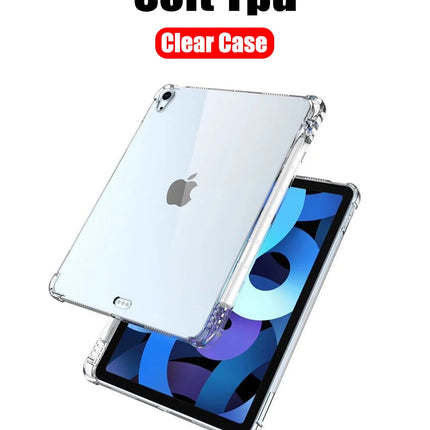 Clear iPad Case with Pencil Holder Pro 11 12.9 10.5 9.7 Mini 6 Air 5 4 TPU Cover