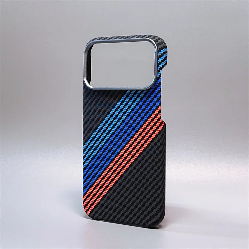 iPhone 14/15/16/17 Pro Max/Air Case Carbon Fiber Abstract Geometric for MagSafe Cover Camera Alloy Armor Military Shockproof
