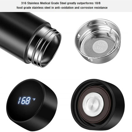 Smart LED Temperature Display Stainless Steel Thermos Bottle 500ml