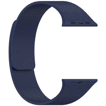 OKEYWOW Apple Watch magnetic silicone strap band for Series 11–8 SE Ultra 3/2, adjustable, in black with metal magnetic clasp.