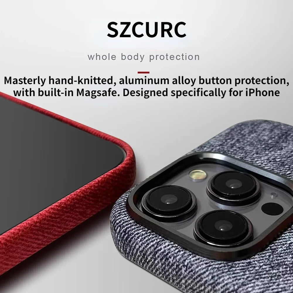 Bulletproof Nylon Hand-Knitted iPhone Case with Built-in MagSafe for iPhone 12/13/14/15 Pro Max