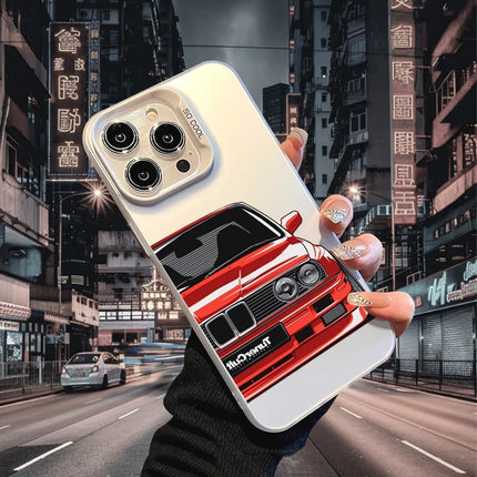 OKEYWOW iPhone BMW E34 case with laser-etched design, shockproof PC and TPU cover for iPhone 17, 16, 15, 14, 13, 12, 11 Pro Max, XR, XS