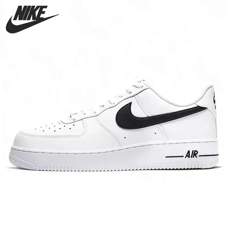 Nike Air Force 1 Low Skateboarding Shoes: Comfortable unisex sneakers available for both men and women. Classic white and black design for versatile style.