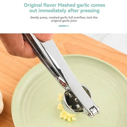 SteelGrip Garlic Press Zinc Alloy Stainless Steel Manual Anti Skid Multifunction Kitchen Crusher Tool