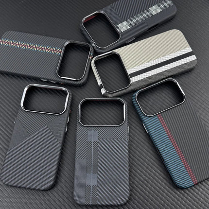 CarbonEdge MagSafe Armor Case for iPhone 17/17 Pro Max/16 Pro/15/14/13 Ultra Thin Alloy Lens Wireless Cover