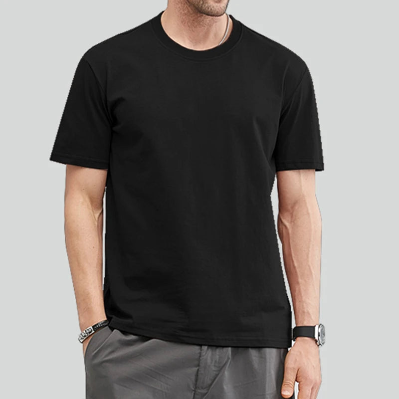 Good Quality Men's T-Shirts: Enjoy the summer sale with these cotton male T-shirts. Featuring short sleeves, basic plain tops, and available in oversize 5XL for a comfortable fit.