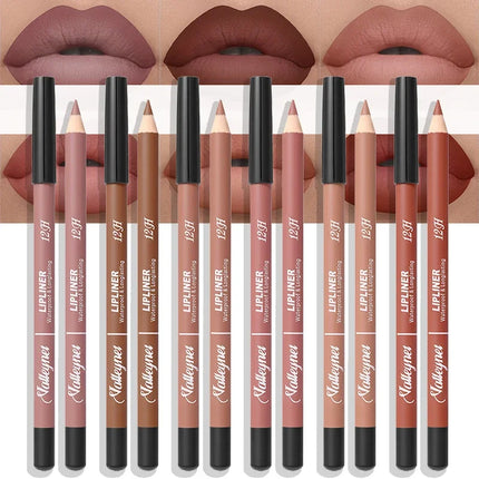 Velora Beauty 6pcs Velvet Matte Lip Liner Set Long Lasting Berry Brown Pink Shades