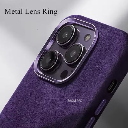 MilanoLux Fur Flip MagSafe Case for iPhone 17/16/15 Pro Max Suede Leather Luxury Cover