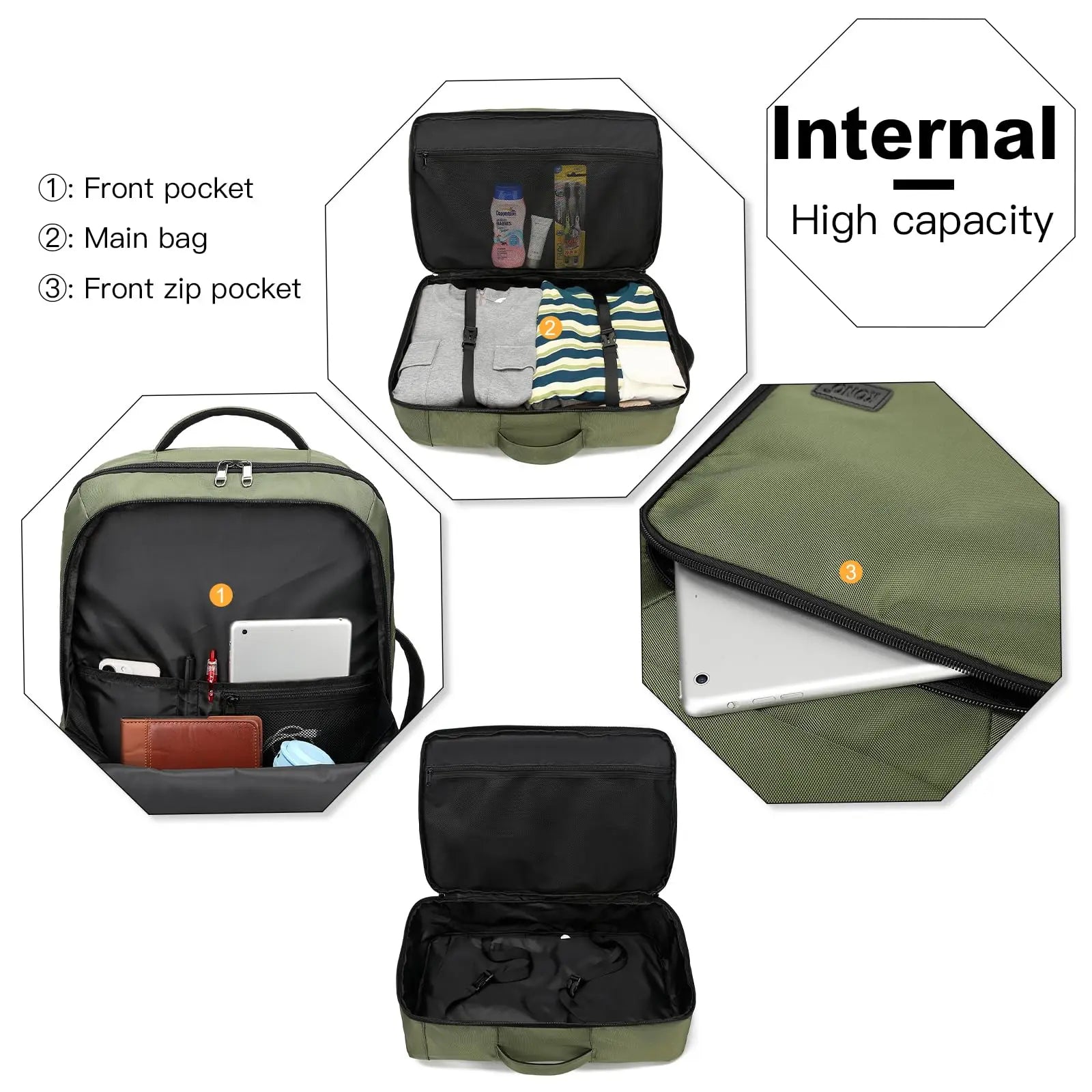 Kono Cabin Bag 55x35x20cm Carry-ons Luggage Travel Backpack Flight Shoulder Bag 38L Hand Luggage