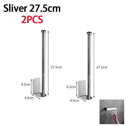 Stainless steel OKEYWOW paper towel holder and under-sink kitchen organizer rack for storage and organization.