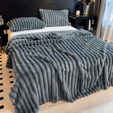 Cozy Stripe Flannel Throw Blanket Waterproof Sofa Bed Cover