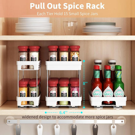 2-Tier Pull-Out Kitchen Storage Rack with Large Capacity