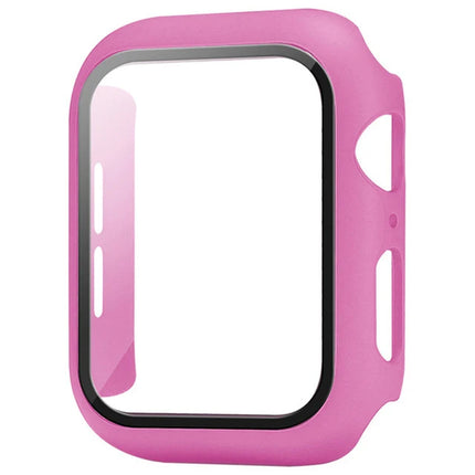 OKEYWOW Apple Watch tempered glass bumper case and screen protector for Series 9 to 4 SE, fits 38mm to 45mm models.