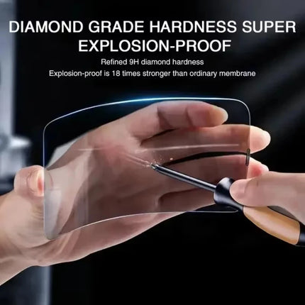 Samsung privacy screen protector tempered glass for S21, S22, S23, A54, A55, A56 models by OKEYWOW, showing a close-up of the glass.