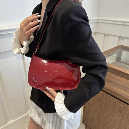 Women PU Leather Shoulder Bag Retro Solid Color Hobo Underarm Handbag Casual Designer