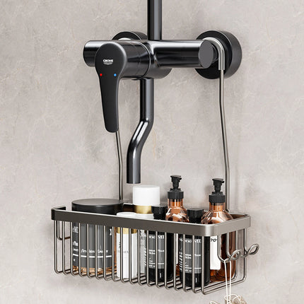 No Drill Shower Rack Bathroom Storage Basket Wall Mount Organizer for Bath Products