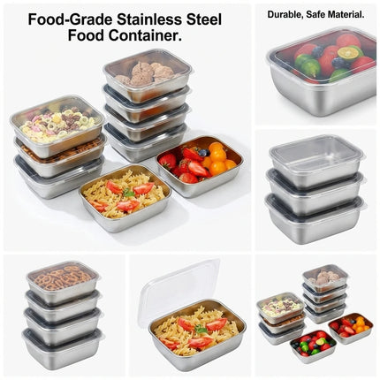 FreshSeal 5-Piece Stainless Steel Food Storage Container Set