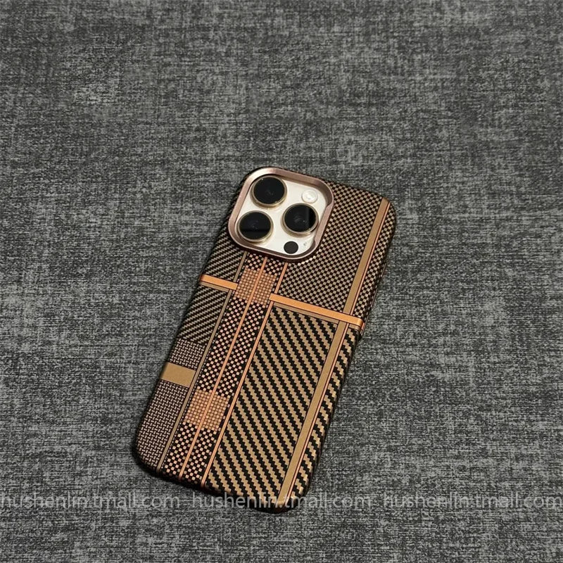2026 New Mountain Relief Carbon Case for iPhone 16 15 Pro Max MagSafe Back Cover Hard PC Buttons Frame Protective Phone Shell