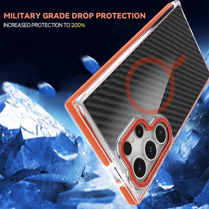 Carbon Fiber MagSafe Armor Case for Samsung Galaxy S26/S25/S24/S23 Ultra Plus A55/A53 Shockproof Cover