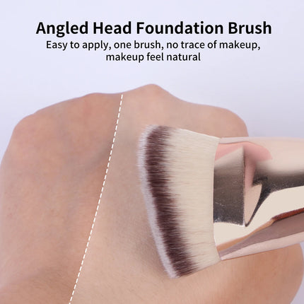 Velora Beauty 4pcs Makeup Brush Set Flat Top Foundation Angled Contour Dense Bristles