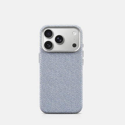 Heritage Weave PU Leather MagSafe Case for iPhone 17/16/15 Pro Max Alloy Lens Wireless Cover