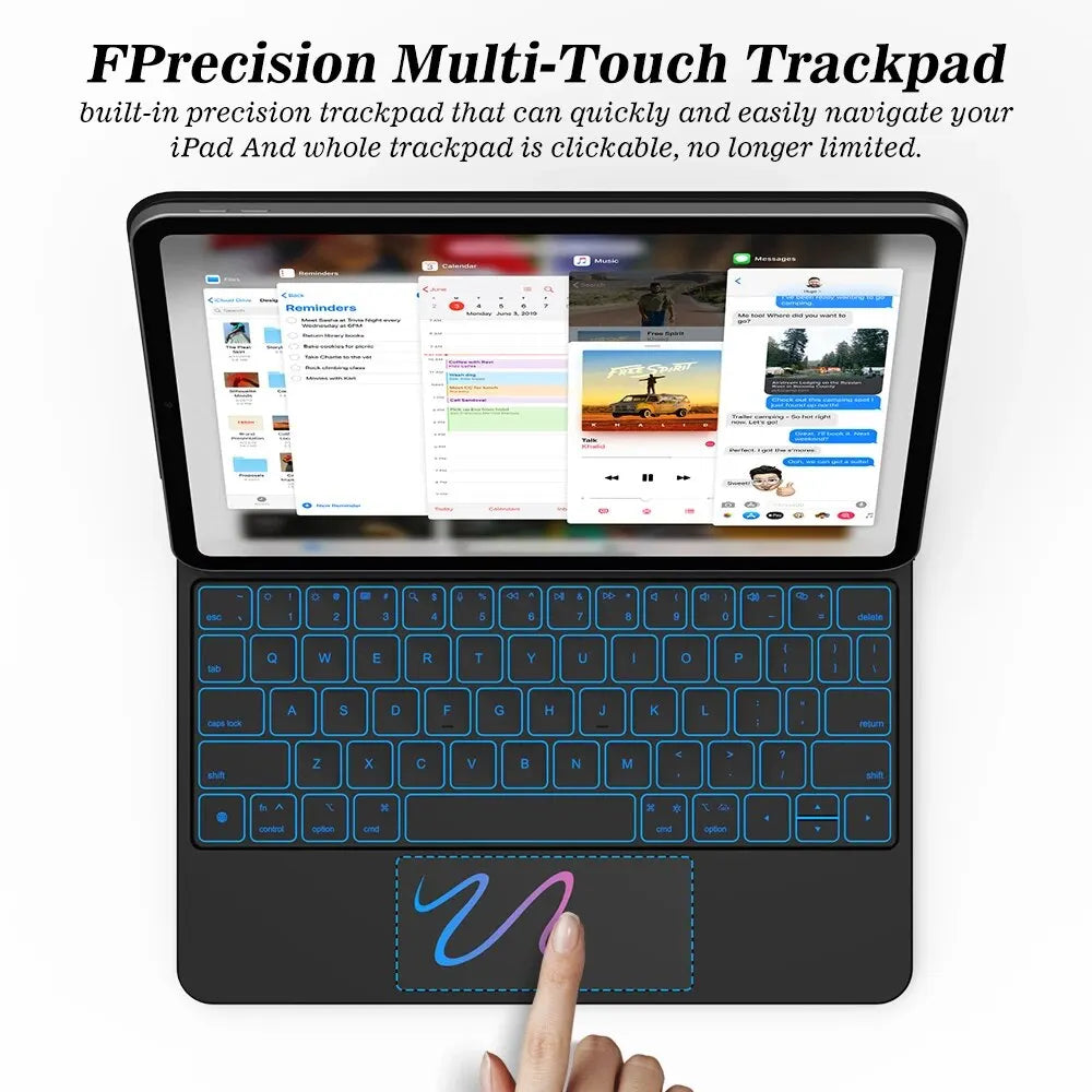 GOOJODOQ Magic Keyboard Case for iPad Pro 11, 12.9, iPad Air (5th), iPad Air (4), 10.9: Backlit LCD Display Keyboard Smart Cover for Enhanced Typing Experience and Protection.