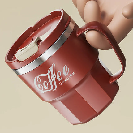 ThermoSip Stainless Steel Insulated Coffee Mug with Lid & Handle