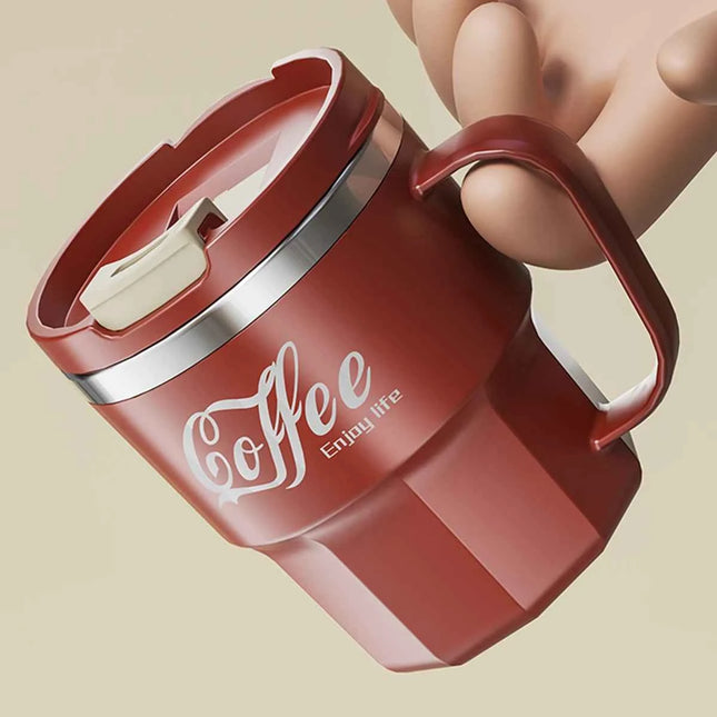 ThermoSip Stainless Steel Insulated Coffee Mug with Lid & Handle
