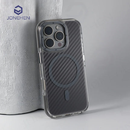 Luxury Carbon Fiber MagSafe Armor Case for iPhone Non-Slip Shockproof Cover