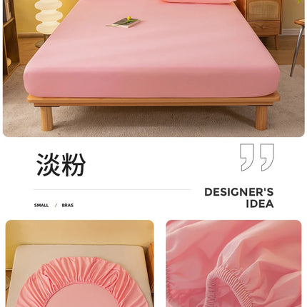 Solid color fitted mattress sheet with elastic edges for single, double, queen beds in 140x190cm or 200x220cm by OKEYWOW