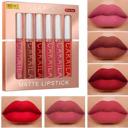 Velora Beauty 6pcs Lip Gloss Set Liquid Matte Velvet Waterproof Long Lasting Lipstick