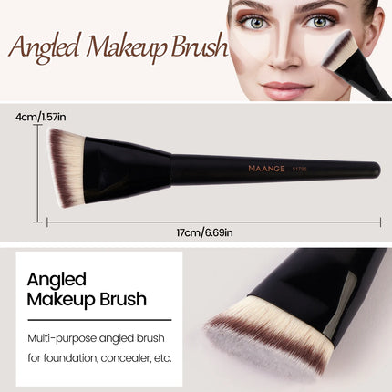 Velora Beauty 3pcs Makeup Brush Set Angled Flat Head Foundation Brush Soft Bristles with Box