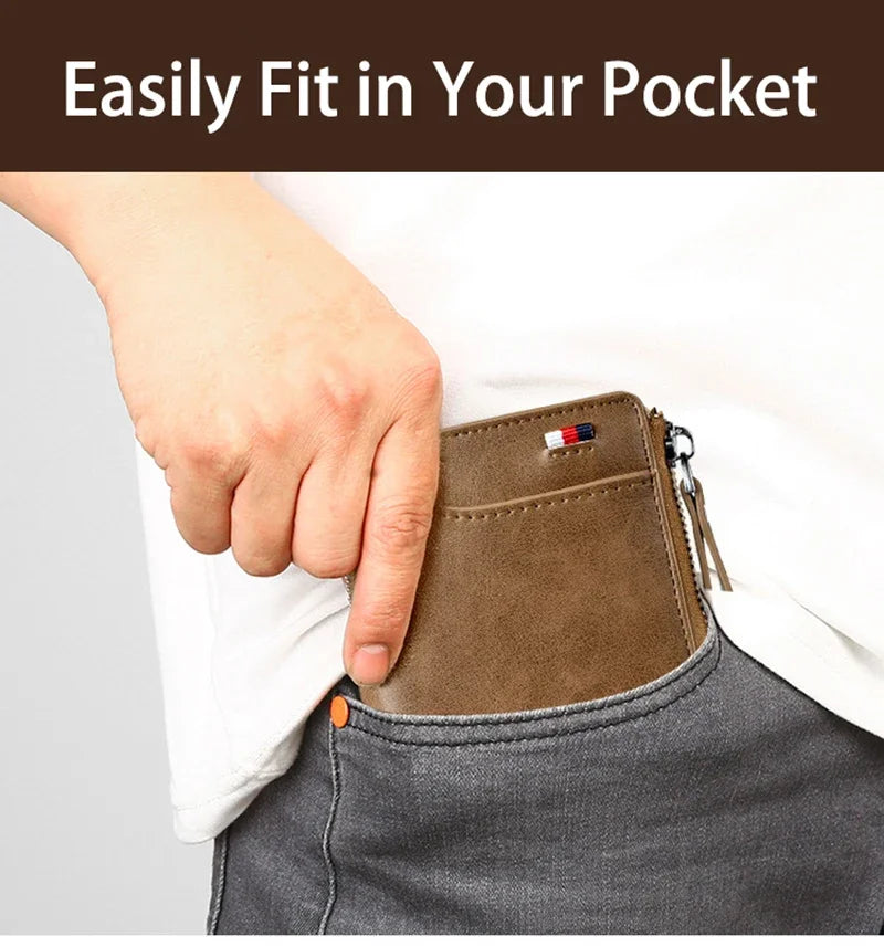 ANTI RFID Blocking Protection for Men High Quality Wallet Zipper Business Card Holder Purse Luxury Wallets Carteira Masculina