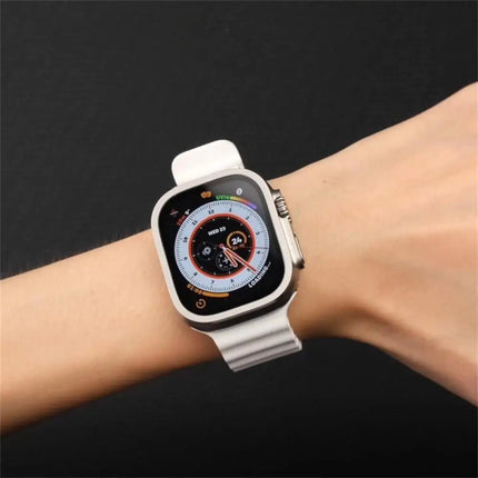 Apple Watch Ultra 3/2 tempered glass metal bumper case with shockproof cover, 49mm HD screen protector from OKEYWOW.