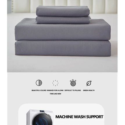 Waterproof Bed Sheet Set 3/4pcs Fitted Sheet Pillowcases Soft Queen King Twin White Gray