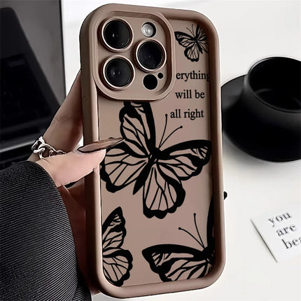 Okeywow iPhone butterfly painting silicone shockproof soft cover for iPhone 11, 12, 13, 14, 15, 16, 17 Pro Max, XR, XS, SE series